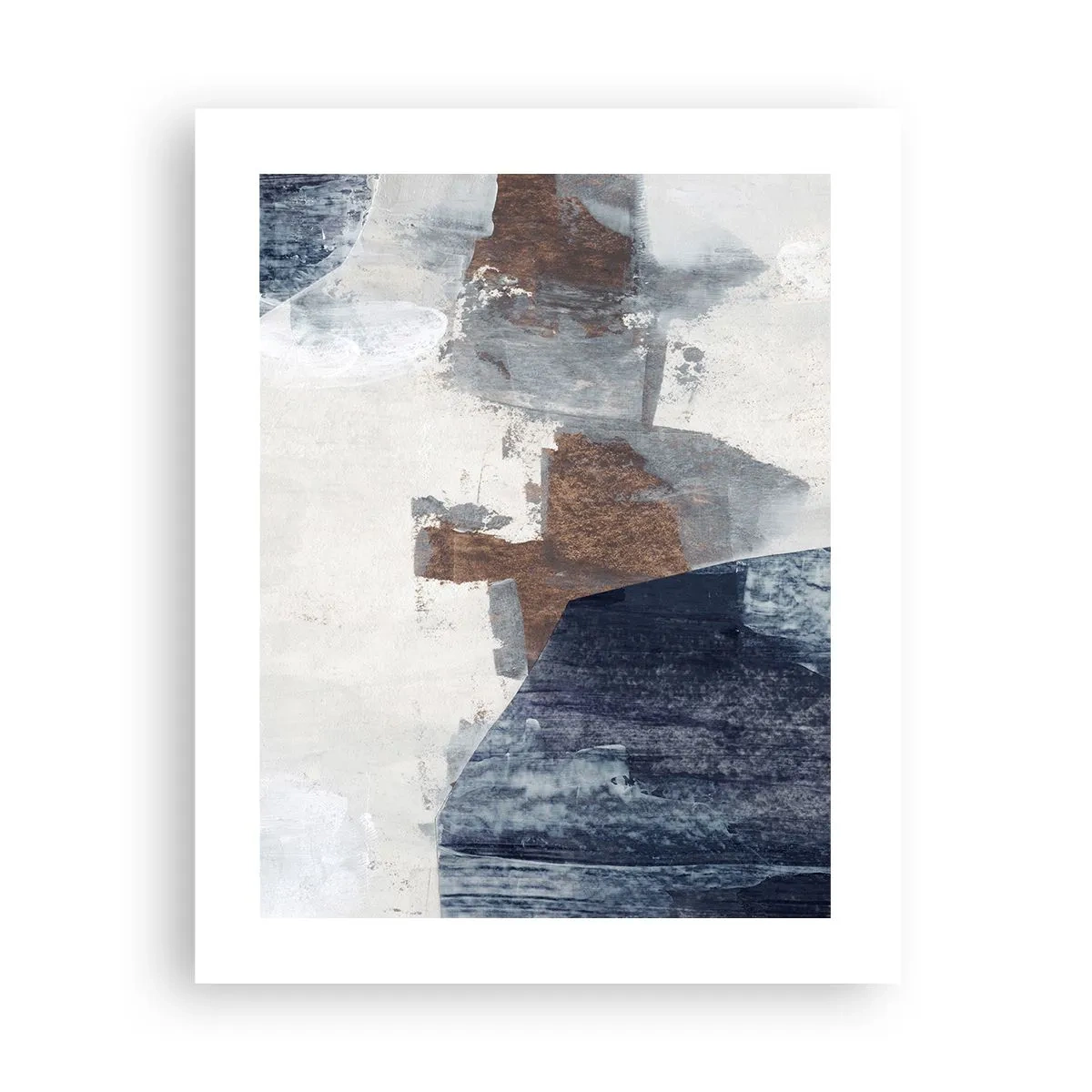 Affiche - Poster - Formes bleues et brunes - 40x50 cm