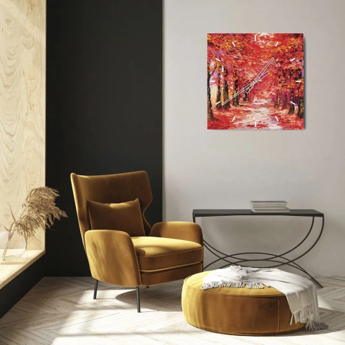 Horloge murale - Pendule murale - Une ruelle pittoresque aux couleurs d'automne dans le style impressionniste - 30x30cm - Impression d'automne - Décoration murale moderne pour le salon et la chambre ARTTOR