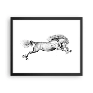 Affiche dans un cadre noir - Poster - Immortalisé au galop - 50x40 cm