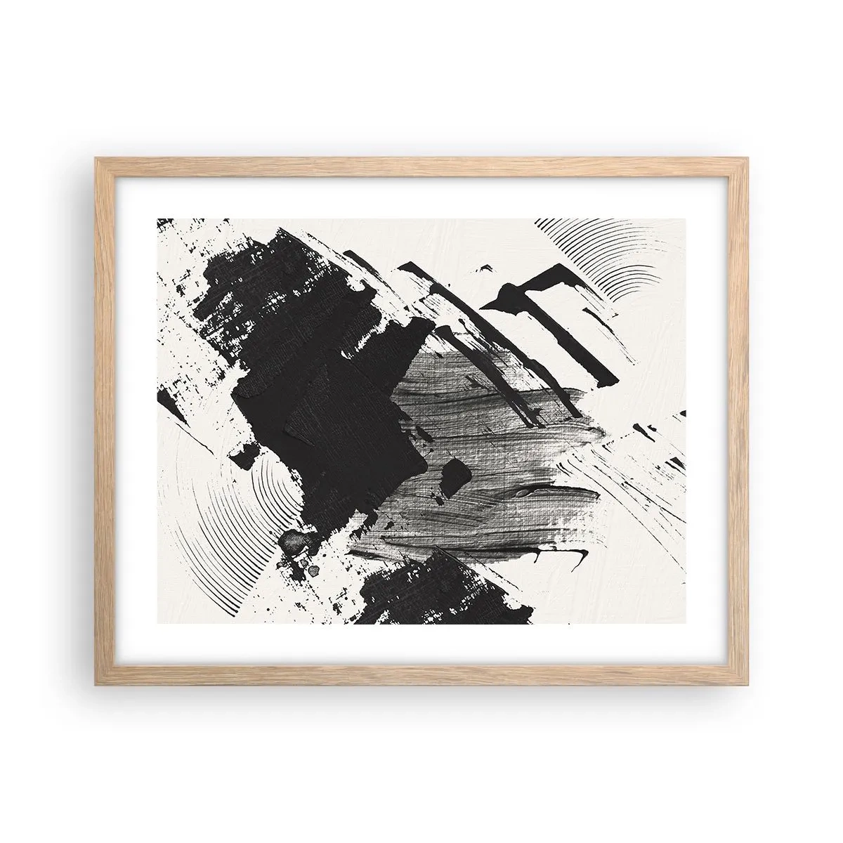 Affiche dans un chêne clair - Poster - Abstraction – expression du noir - 50x40 cm