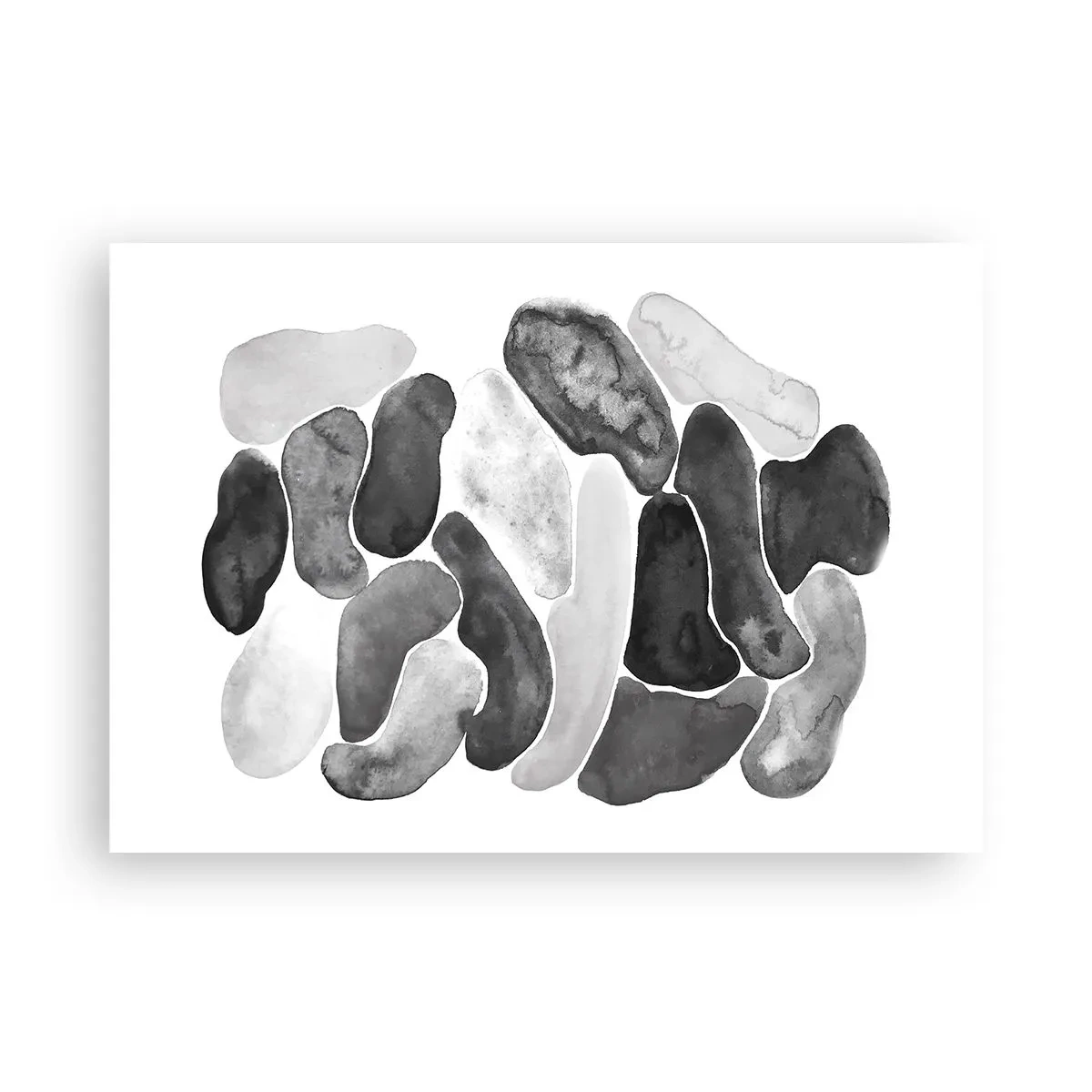 Affiche - Poster - Abstraction en noir et blanc avec des taches irrégulières sur fond blanc - 100x70cm - Abstraction rocheuse - Décoration murale moderne pour le salon et la chambre ARTTOR