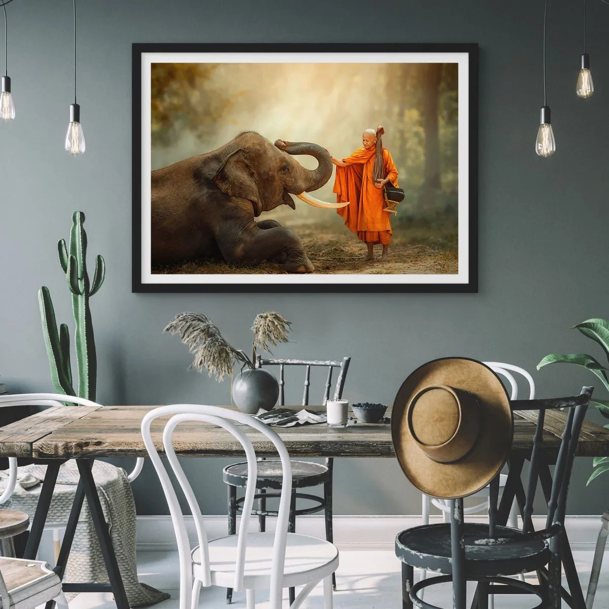 Affiche dans un cadre noir - Poster - Rencontre en voyageant - 50x40 cm
