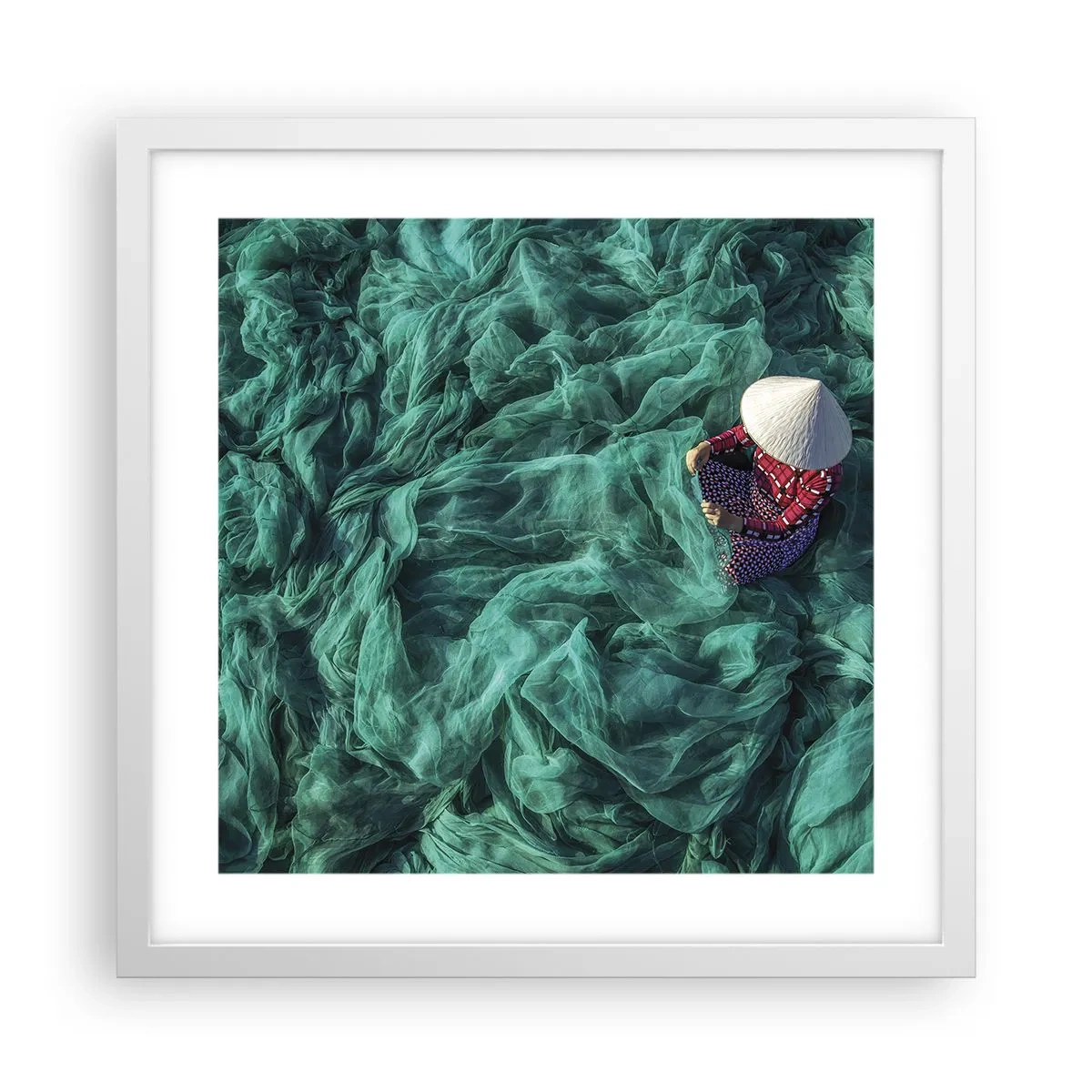 Affiche dans un cadre blanc - Poster - Dans une mer de filet - 40x40 cm