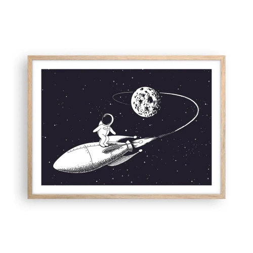 Affiche dans un chêne clair - Poster - Surfeur de l'espace - 70x50 cm