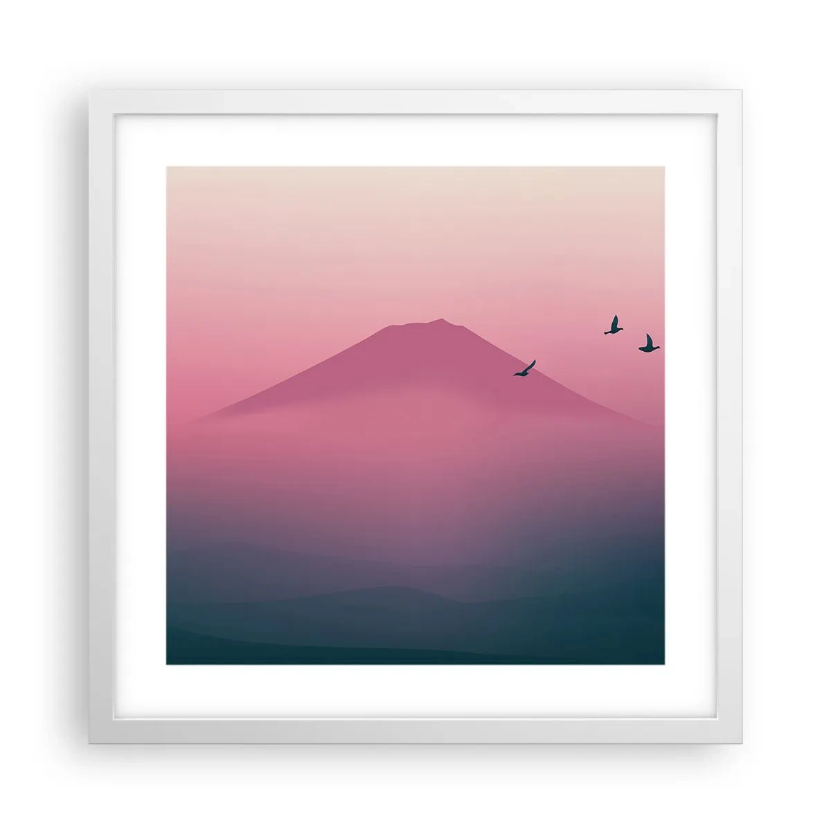 Affiche dans un cadre blanc - Poster - Des pèlerins au dessus des nuages - 40x40 cm