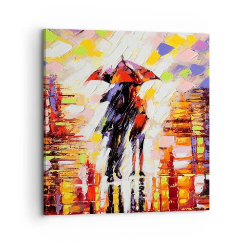 Impression sur toile - Image sur toile - Ensemble à travers la nuit et la pluie - 70x70 cm