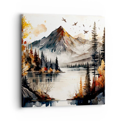 Impression sur toile - Image sur toile - Automne doré dans les montagnes - 40x40 cm