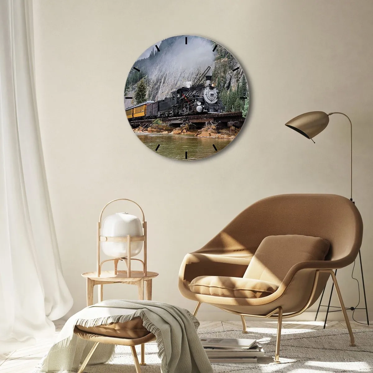 Horloge murale - Pendule murale - Et lui jusqu'où? Jusqu'où? - 40x40 cm