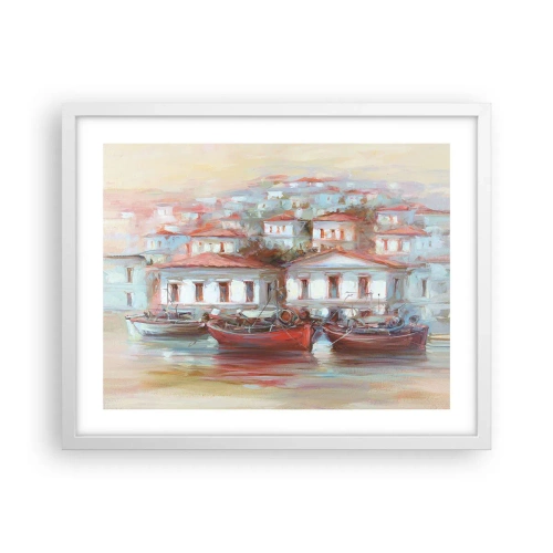 Affiche dans un cadre blanc - Poster - Petite ville heureuse - 50x40 cm