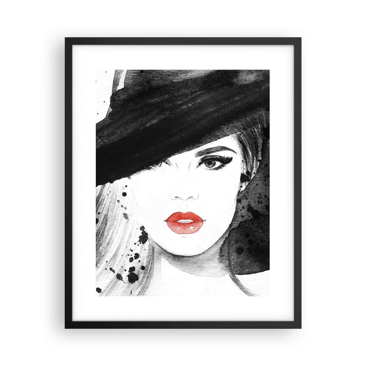 Affiche dans un cadre noir - Poster - Dame en noir - 40x50 cm
