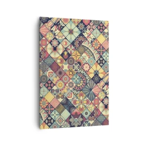 Impression sur toile - Image sur toile - Motifs géométriques colorés inspirés du style marocain - 70x100cm - Ambiance marocaine - Décoration murale moderne pour le salon et la chambre ARTTOR