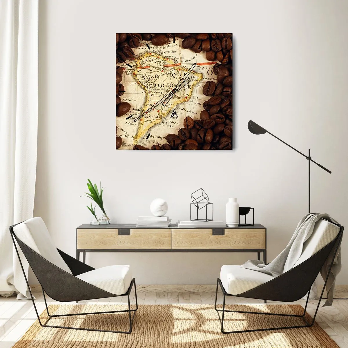 Horloge murale - Pendule murale - D'où vient le meilleur café ? - 40x40 cm