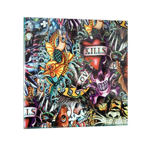 Impression sur verre - Image sur verre - Le rêve du tatoueur - 70x70 cm