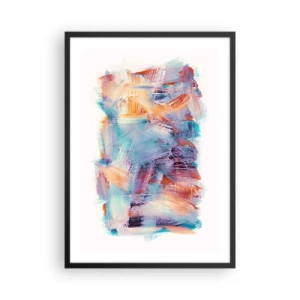 Affiche dans un cadre noir - Poster - Abstraction expressive dans les tons orange et bleu - 50x70cm - Un désordre coloré - Décoration murale moderne pour le salon et la chambre ARTTOR