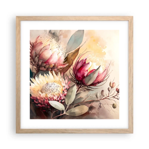 Affiche dans un chêne clair - Poster - De profil et de face - 40x40 cm