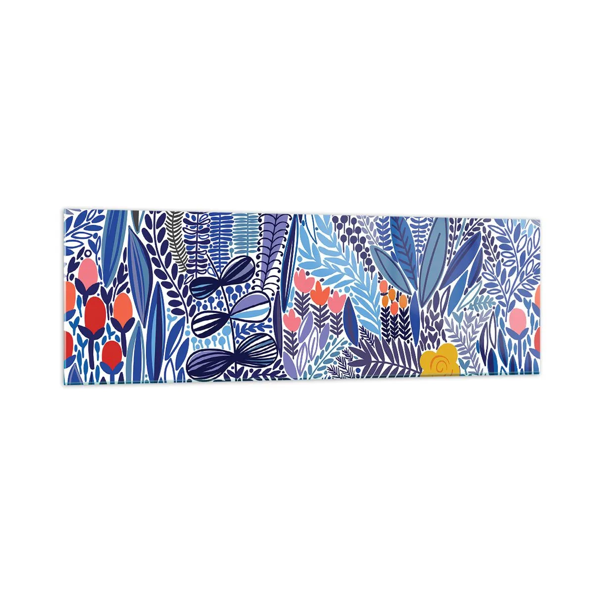 Impression sur verre - Image sur verre - Un motif végétal coloré dans un style graphique moderne - 160x50cm - Jardin hawaïen - Décoration murale moderne pour le salon et la chambre ARTTOR