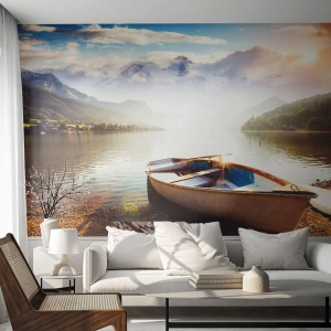 Papier Peint Photo Premium Sand - Au bord de la grande et limpide eau - Paysage, Lac, Montagnes - 500x350 cm