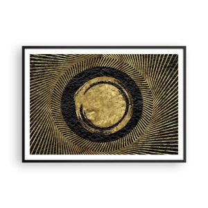 Affiche dans un cadre noir - Poster - Composition géométrique en noir et or avec des rayons - 100x70cm - Composition glamour - Décoration murale moderne pour le salon et la chambre ARTTOR