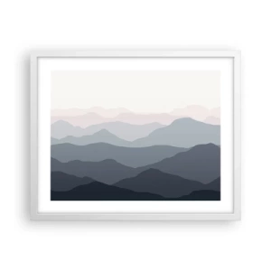 Affiche dans un cadre blanc - Poster - Vagues de montagnes - 50x40 cm