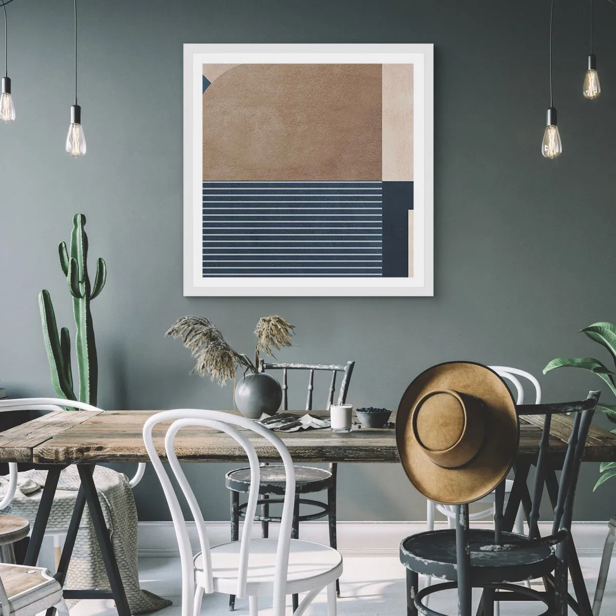 Affiche dans un cadre blanc - Poster - Composition simple et en rondeur - 50x50 cm