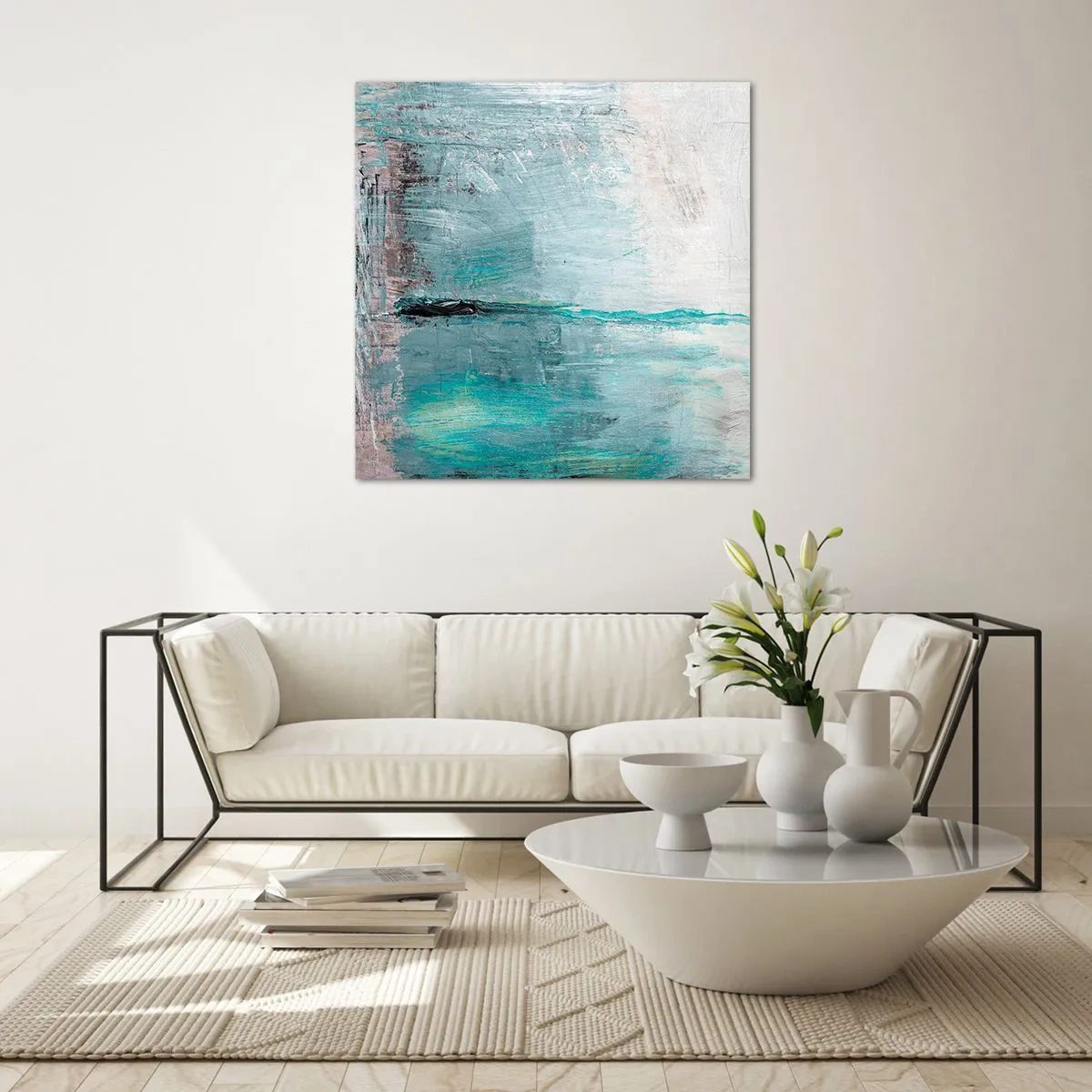 Impression sur verre - Image sur verre - Horizontalement en bleu - 30x30 cm