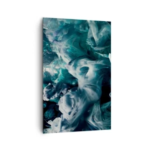 Impression sur toile - Image sur toile - Vagues abstraites dynamiques dans des tons de bleu et de blanc - 80x120cm - Mouvement des couleurs - Décoration murale moderne pour le salon et la chambre ARTTOR