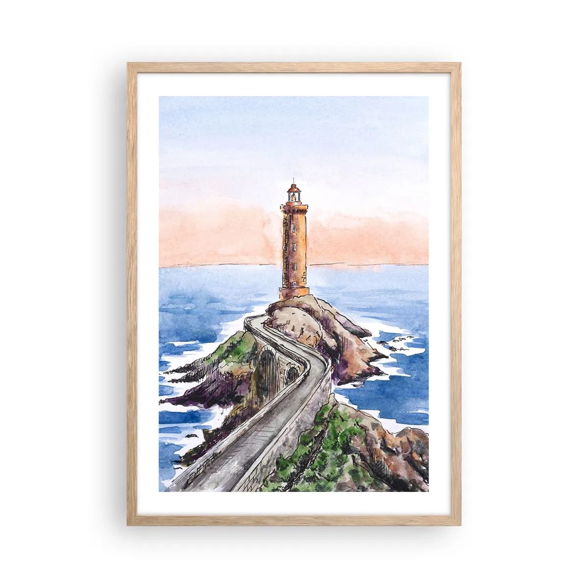 Affiche dans un chêne clair - Poster - Face à la mer - 50x70 cm