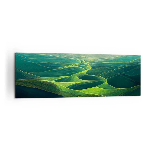 Impression sur toile - Image sur toile - Collines verdoyantes avec des sentiers vallonnés - 160x50cm - Dans les vallées verdoyantes - Décoration murale moderne pour le salon et la chambre ARTTOR