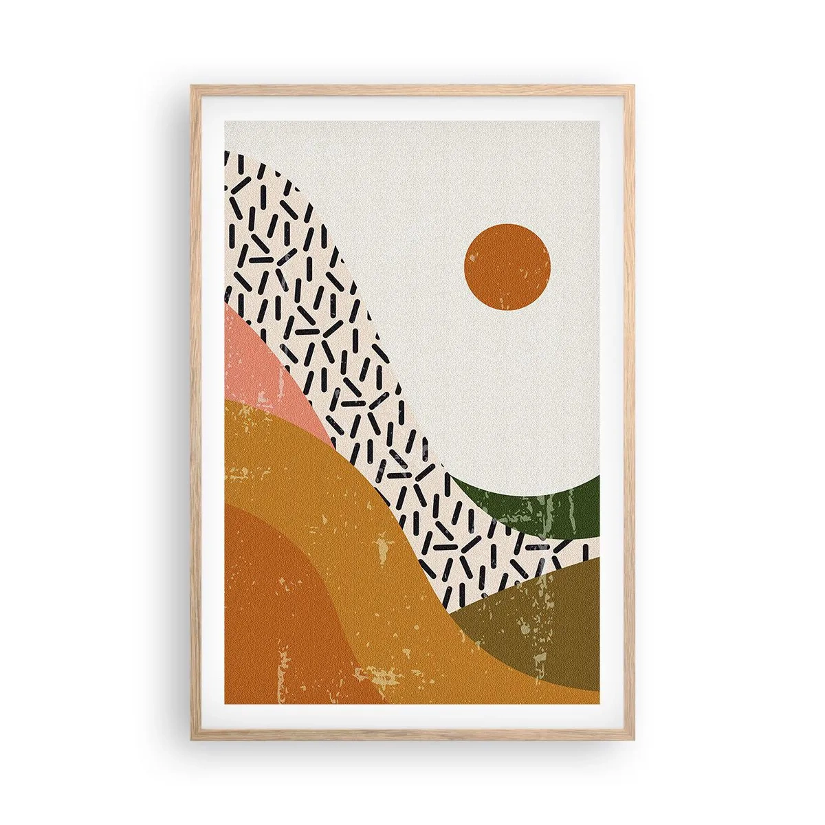 Affiche dans un chêne clair - Poster - Abstraction solaire - 61x91 cm