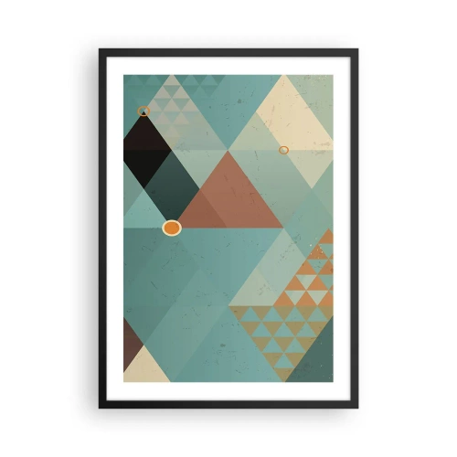 Affiche dans un cadre noir - Poster - Composition géométrique avec des triangles aux couleurs pastel - 50x70cm - Unité de la multiplicité, multiplicité de l'unité - Décoration murale moderne pour le salon et la chambre ARTTOR