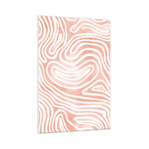 Impression sur verre - Image sur verre - Motif abstrait dans les tons de rose et de blanc - 70x100cm - Dans le labyrinthe de corail - Décoration murale moderne pour le salon et la chambre ARTTOR
