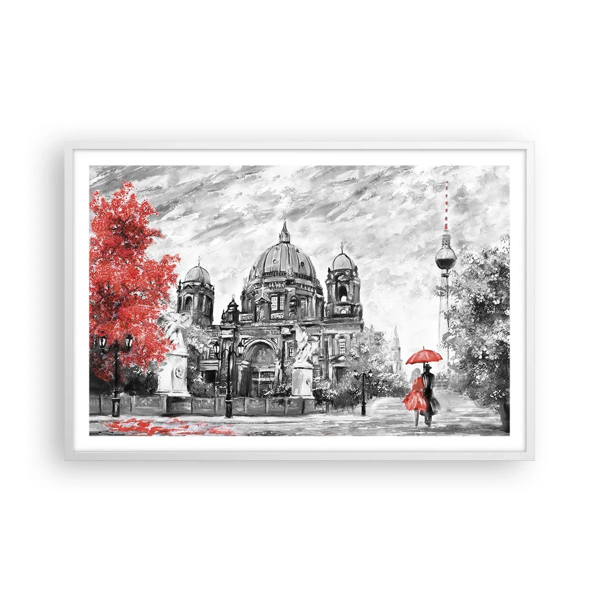 Affiche dans un cadre blanc - Poster - Rencontre berlinoise - 91x61 cm