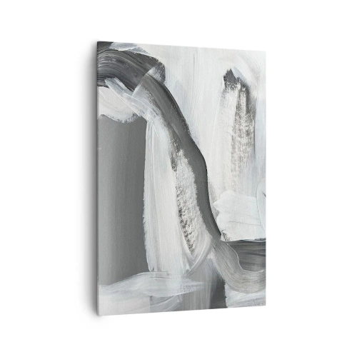 Impression sur toile - Image sur toile - Abstraction grise et blanche avec des lignes dynamiques - 70x100cm - Un geste décisif - Décoration murale moderne pour le salon et la chambre ARTTOR
