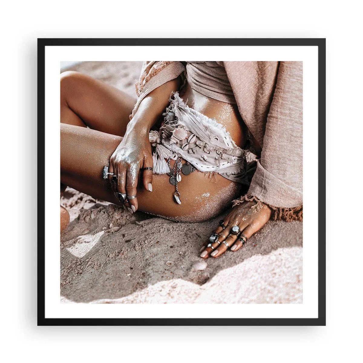 Affiche dans un cadre noir - Poster - Rejeté par la vague? - 60x60 cm