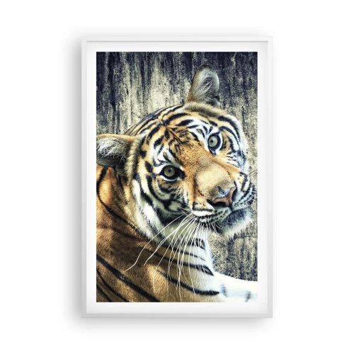 Affiche dans un cadre blanc - Poster - Portrait dans les flots de lumière - 61x91 cm