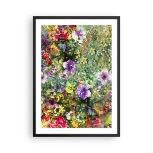 Affiche dans un cadre noir - Poster - Composition florale colorée - 50x70cm - En fleurs pour la perdition - Décoration murale moderne pour le salon et la chambre ARTTOR