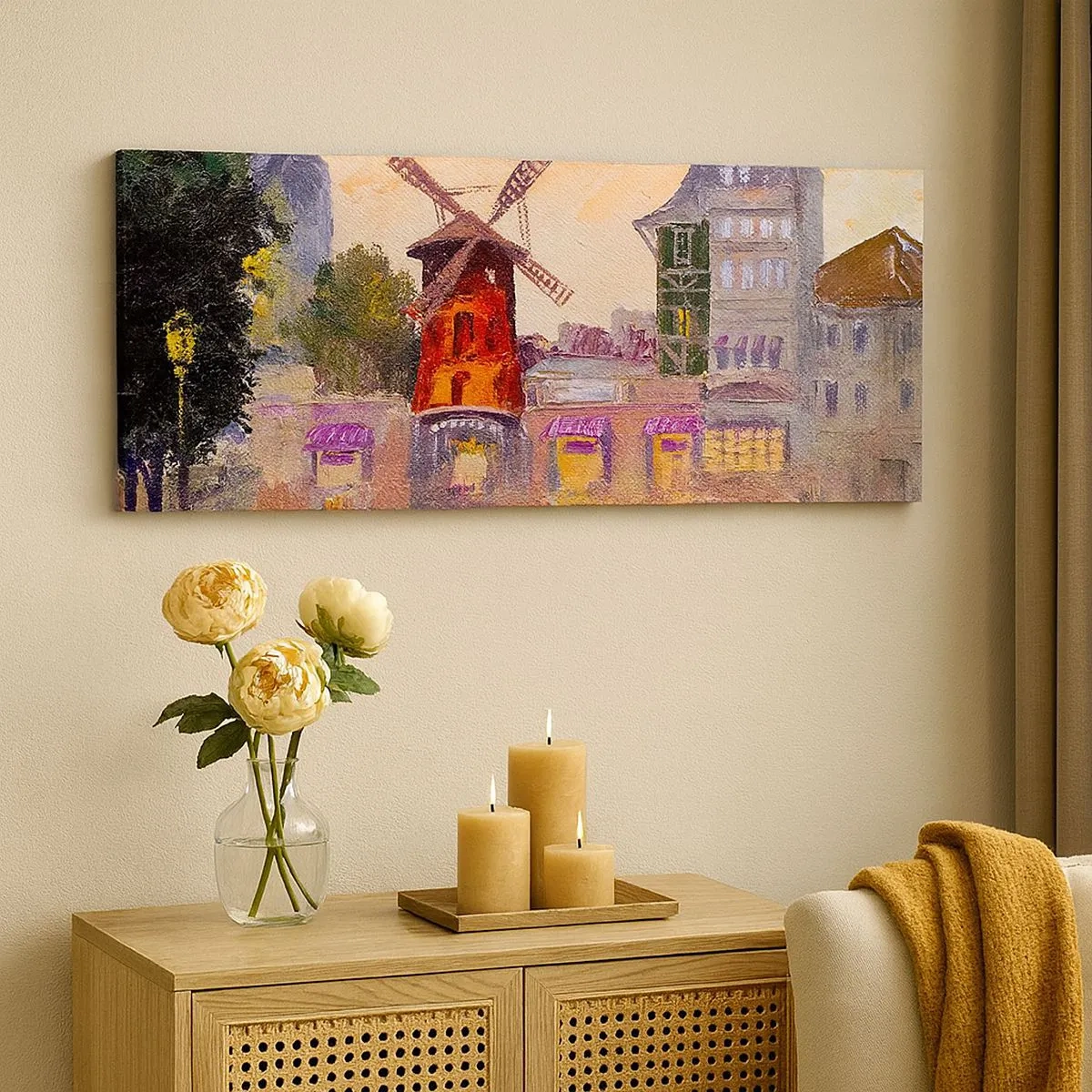 Impression sur toile - Image sur toile - Icones parisiennes – le Moulin rouge - 100x40 cm