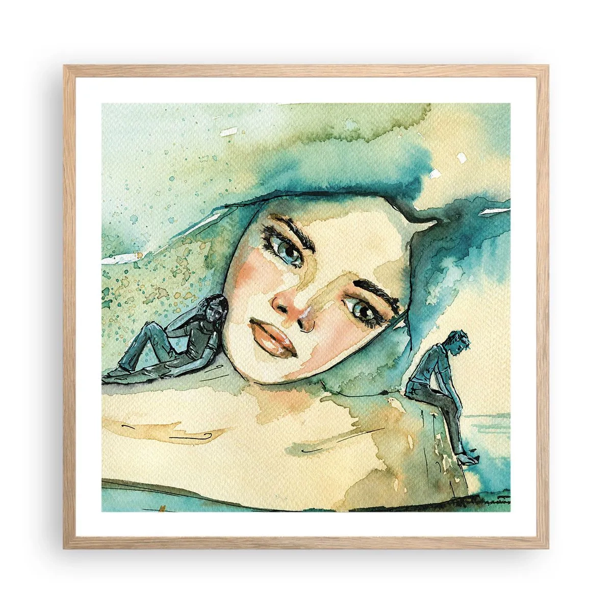 Affiche dans un chêne clair - Poster - Suis-je bleu? - 60x60 cm