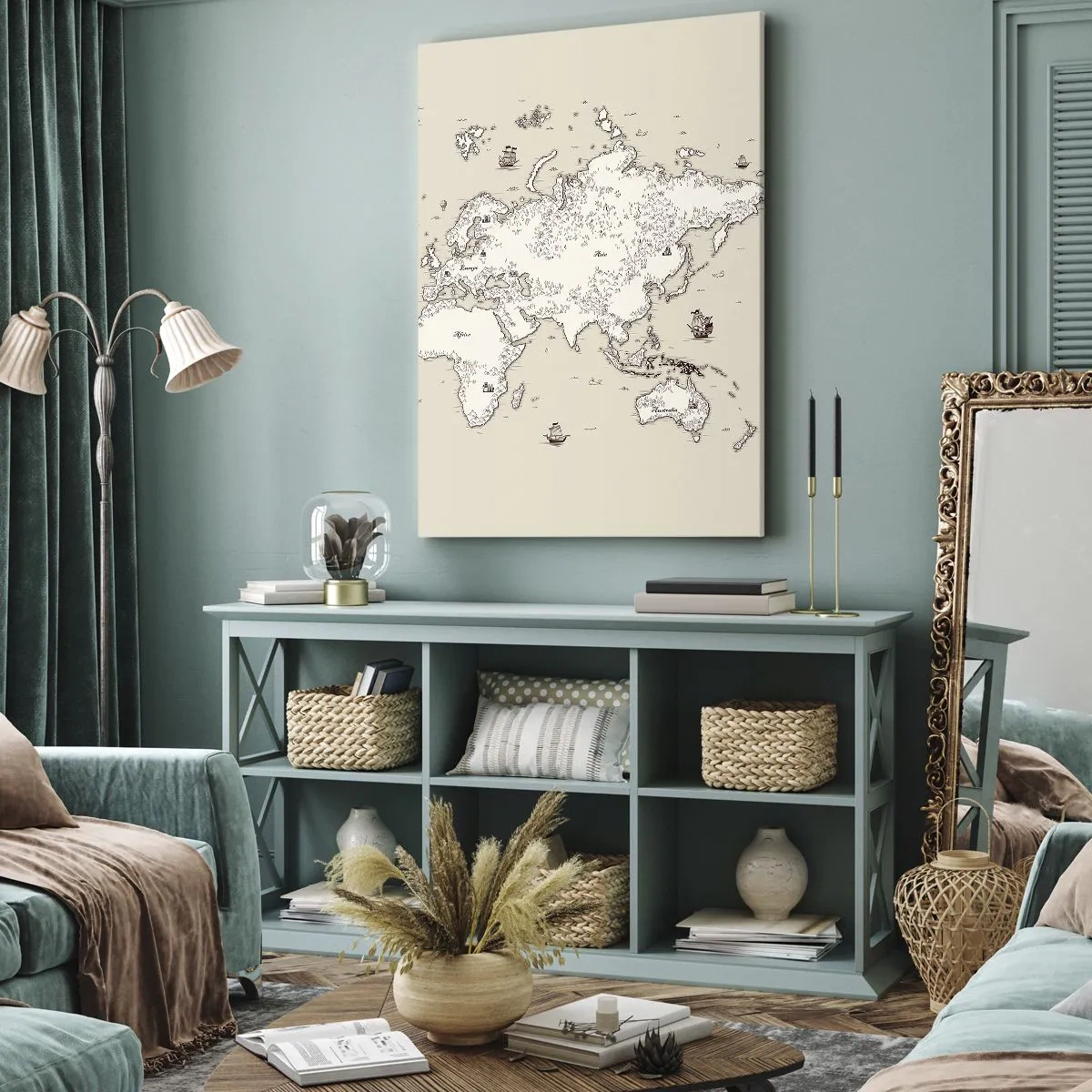 Impression sur toile - Image sur toile - Voyage autour du monde - 45x80 cm