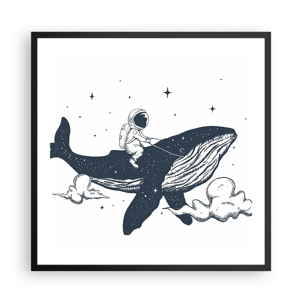 Affiche dans un cadre noir - Poster - Aventure spatiale - 60x60 cm