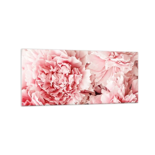 Impression sur verre - Image sur verre - Pivoines roses subtiles dans un décor délicat - 120x50cm - Rêve rose - Décoration murale moderne pour le salon et la chambre ARTTOR