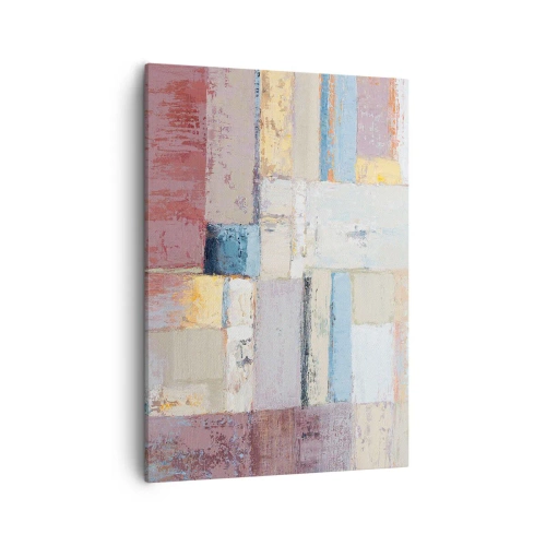 Impression sur toile - Image sur toile - Composition géométrique aux couleurs pastel - 50x70cm - Le calme de la géométrie - Décoration murale moderne pour le salon et la chambre ARTTOR