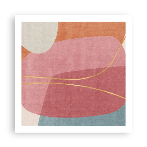 Affiche - Poster - Composition pastel au fil d'or - 60x60 cm