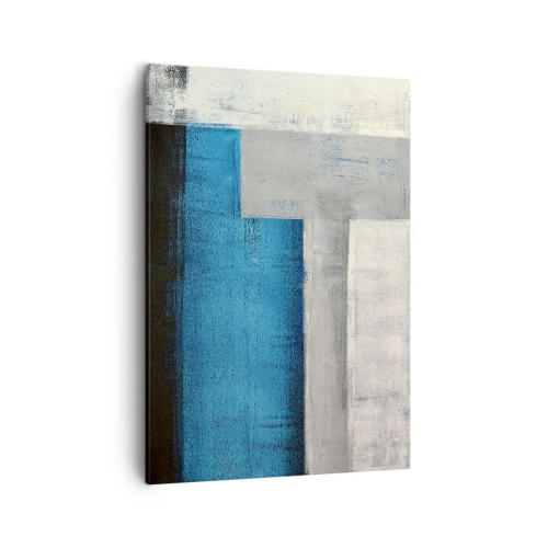 Impression sur toile - Image sur toile - Une composition abstraite avec des nuances de bleu, de gris et de blanc. - 50x70cm - Une composition poétique de gris et de bleu - Décoration murale moderne pour le salon et la chambre ARTTOR