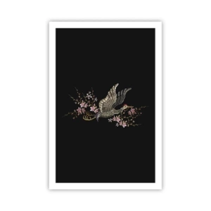 Affiche - Poster - Oiseau brodé exotique - 61x91 cm