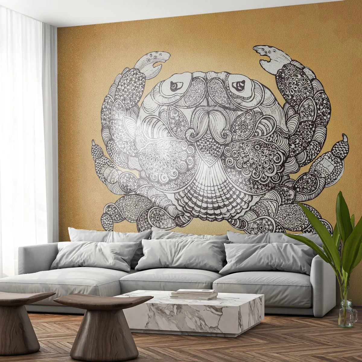 Papier Peint Photo Premium Canvas - Les contes de M. Crabe - Crabe, Animaux, Dessin - 250x175 cm