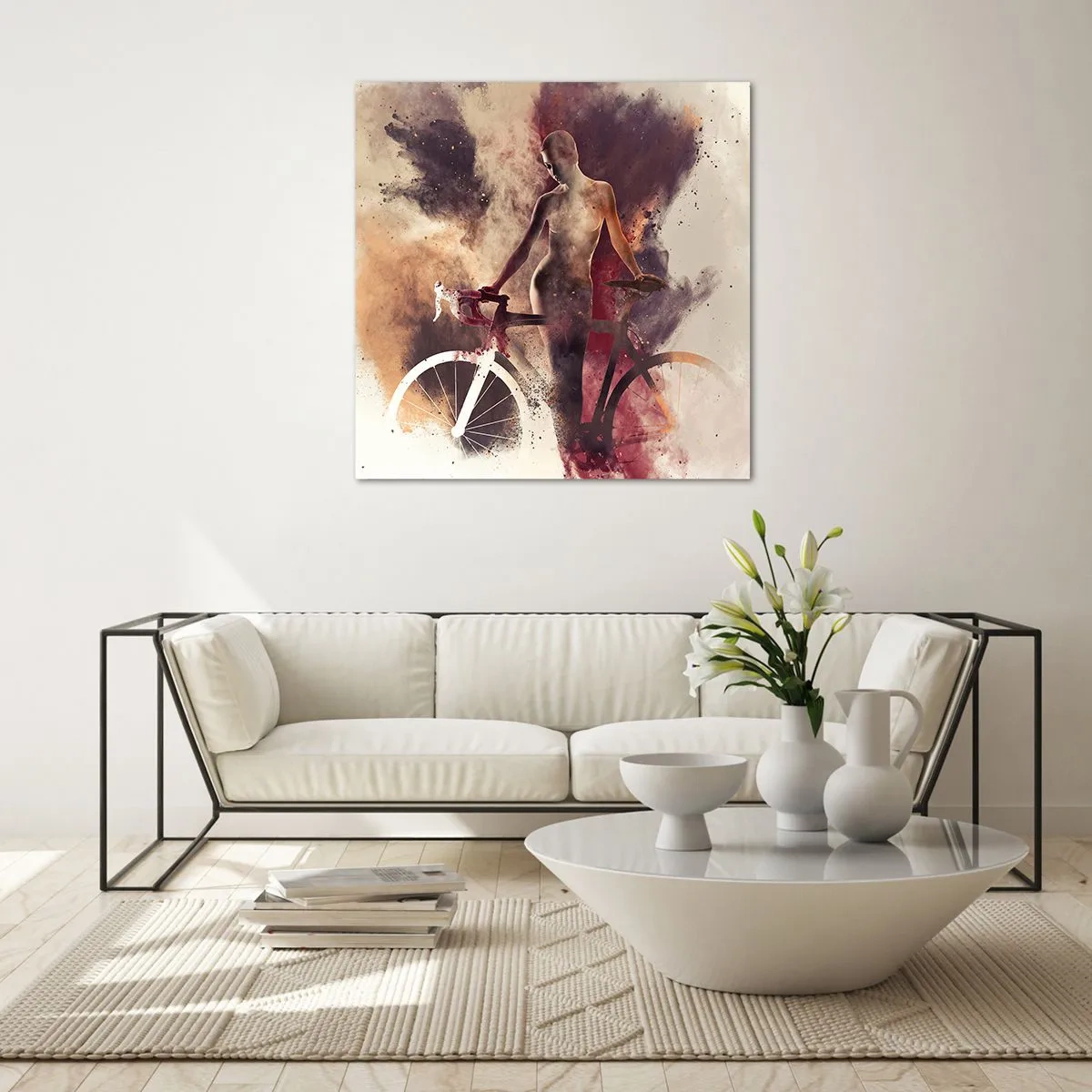 Impression sur verre - Image sur verre - Une âme de vélo aux formes marbrées - 60x60 cm