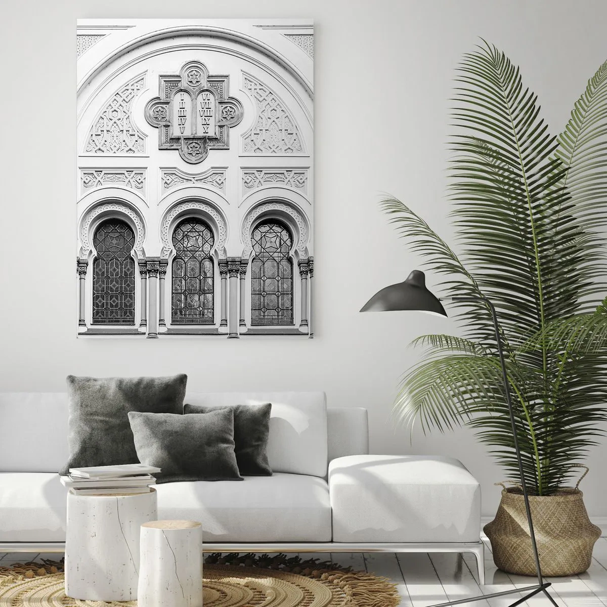 Impression sur verre - Image sur verre - La façade d'un bâtiment historique avec des fenêtres et des détails décoratifs - 50x70cm - À la frontière des cultures - Décoration murale moderne pour le salon et la chambre ARTTOR