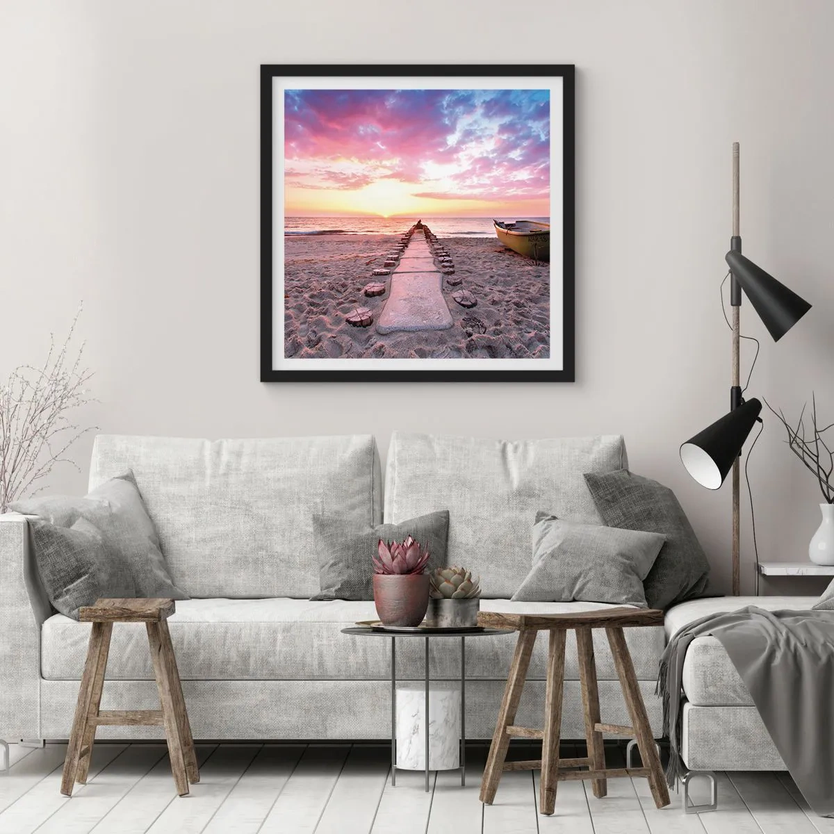 Affiche dans un cadre noir - Poster - Moment d'expérience profonde - 50x50 cm