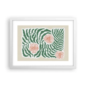 Affiche dans un cadre blanc - Poster - Fleurit en vert - 40x30 cm